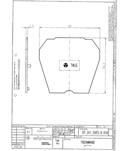 Wieland TW 4 E/V0 DIN Rail Terminal Block Partition End Plate - Image 2