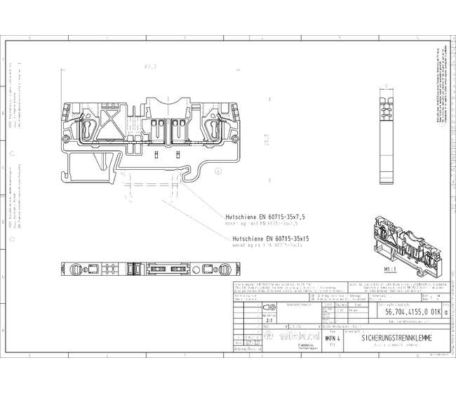 Wieland WKFN 4 FSI Fuse Terminal Block - DIN Rail Mount - Image 1