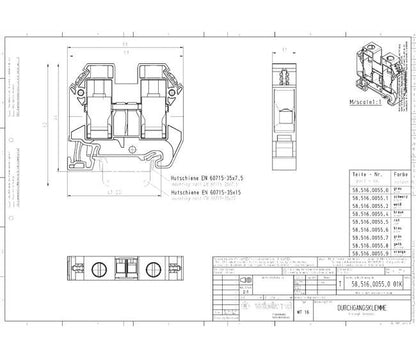 Wieland WT 16 Feed-Through Terminal Block for TS 35 Rail Mounting - Image 2