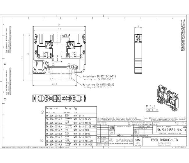 Wieland WTP 6/10 Feed-Through Terminal Block for DIN Rail - Image 3