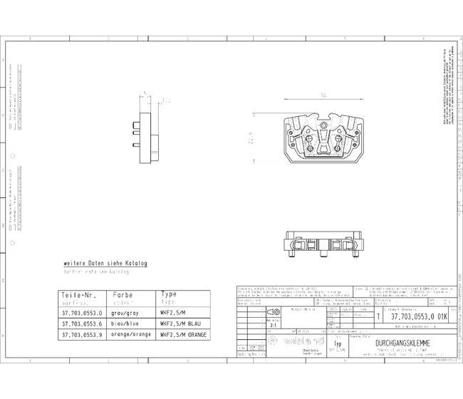 Wieland WKF2.5/M DIN Rail Feed-Through Terminal Block - Image 3