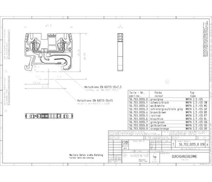 Wieland WKFN 2.5/35 BLAU Feed-Through Terminal Block - Image 3