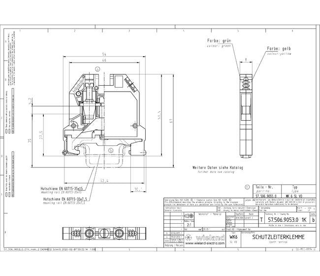 WK 6 SL Earth Terminal Block - DIN Rail Grounding Terminal with Screw Connection - Image 2