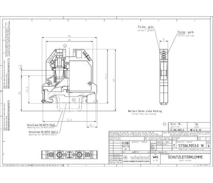 WK 6 SL Earth Terminal Block - DIN Rail Grounding Terminal with Screw Connection - Image 2