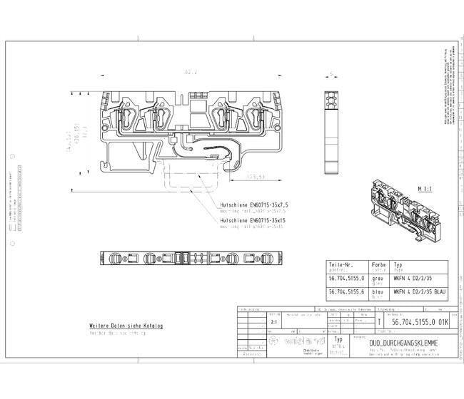Wieland WKFN 4 D2/2/35 DIN Rail Feed-Through Terminal Block - Image 3