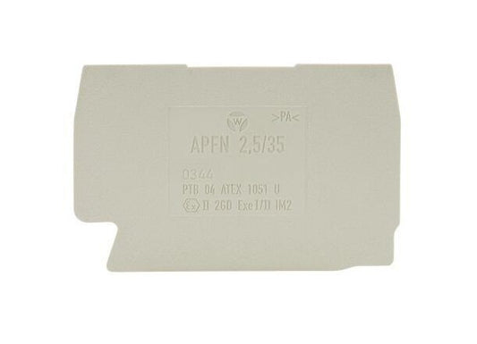 Wieland 47.1mm Length Gray APFN 2 End Plate for DIN Rail Terminal Blocks - Image 2