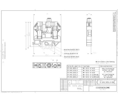 Wieland WK 10/SI U 5X20/V0 Fuse Terminal Block - Image 3