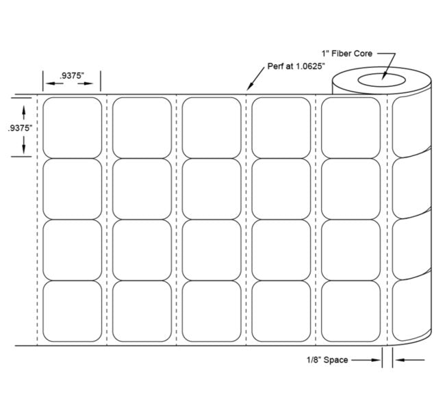 0.9375 x 0.9375 Inch Size White Direct Thermal Paper Label - Image 2