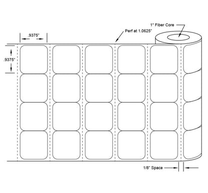 0.9375 x 0.9375 Inch Size White Direct Thermal Paper Label - Image 2