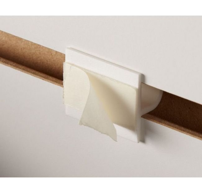 4-Inch White Styrene Slatwall Adapter with Adhesive Strip - Image 1