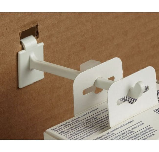 5" Stem Length Corrugated / Wire Combo Display Hook - White Glass Filled Nylon - Image 1