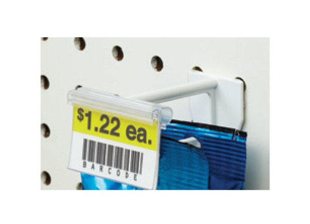 4" Stem Length White Plastic Pegboard/Slatwall Display Hook with T-Scan Bar - Image 1