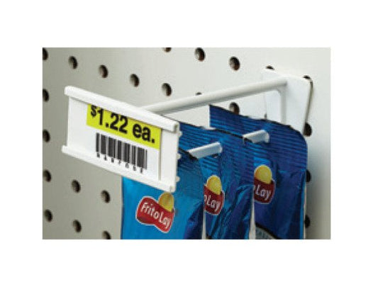 4" Stem Pegboard/Slatwall Display Hook - White, Plastic, C Channel - Image 1