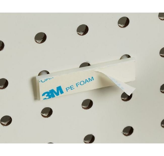White Pegboard/Slatwall Adapter with 2 Prongs & Adhesive - Image 1
