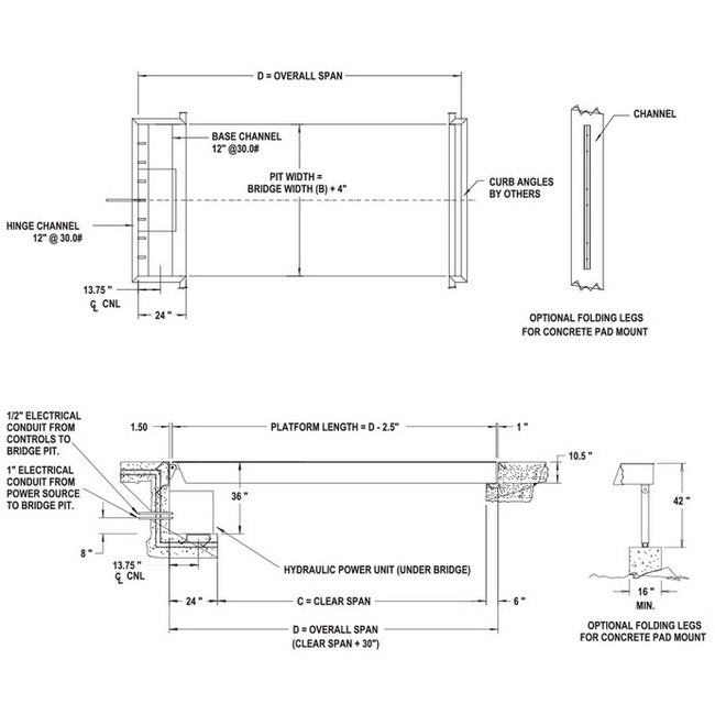 Heavy Duty Rail Transfer Bridge - 8ft Width, 18ft Clear Span Length, 20000 lb Capacity - Image 2