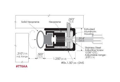 Clear Anodized Aluminum/Neoprene Combination Adjustable Seal Gasket - Image 1