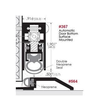36 Inch (in) Length Clear Anodized Sound Transmission Classification (STC) Mounted Door Bottom - Image 1