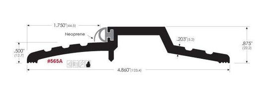 4.9 Inch (in) Width and 0.9 Inch (in) Height Alum Rabbeted Threshold Neoprene Door Seal - Image 1