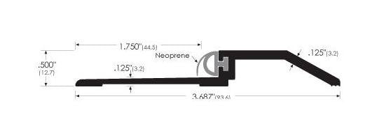3.7 Inch (in) Width and 0.5 Inch (in) Height Alum Rabbeted Threshold Neoprene Door Seal - Image 1