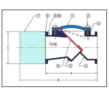 Sure Flow 6" Ductile Iron Swing Foot Valve with Flanged Ends - Image 2