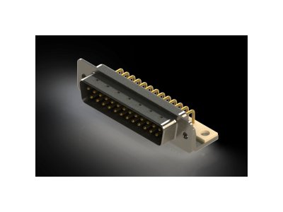 621M Series Right Angle D-Sub Connector with 25 Machined Pin Type Contacts and Black Color Insulator - Image 1