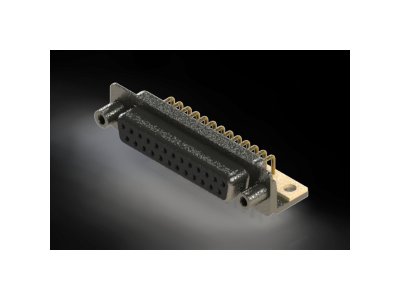 622M Series Right Angle D-Sub Connector with 25 Machined Socket Type Contacts and Black Color Insulator - Image 1