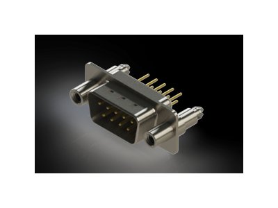 627M Series Vertical Machined D-Sub Connector with 9 Machined Pin Type Contacts - Image 1