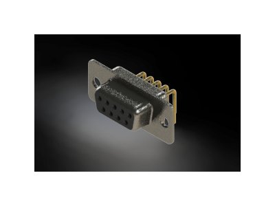 622M Series Right Angle D-Sub Connector with 9 Machined Socket Type Contacts and Black Color Insulator - Image 1