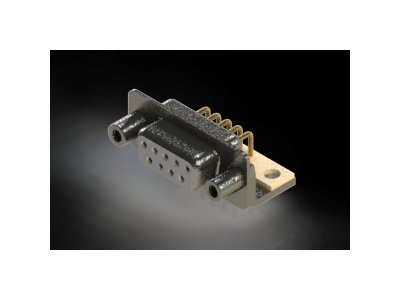 622M Series Right Angle D-Sub Connector with 9 Machined Socket Type Contacts and White Color Insulator - Image 1