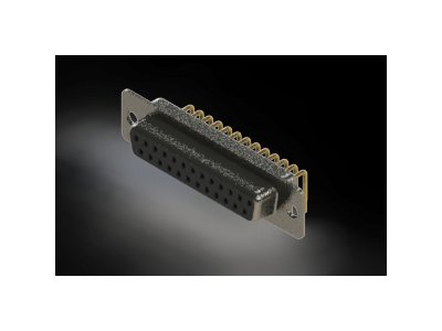 622M Series Right Angle D-Sub Connector with 25 Machined Socket Type Contacts and Black Color Insulator - Image 1