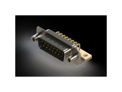 621M Series Right Angle D-Sub Connector with 15 Machined Pin Type Contacts and Green Color Insulator - Image 1