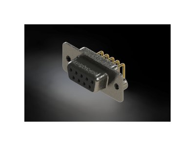 622M Series Right Angle D-Sub Connector with 9 Machined Socket Type Contacts and Black Color Insulator - Image 1