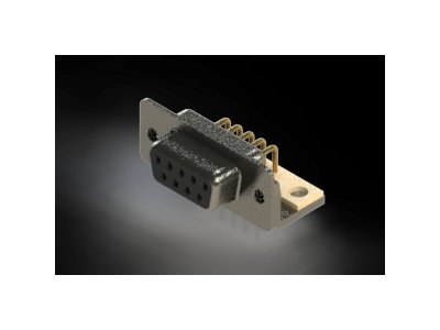 622M Series Right Angle D-Sub Connector with 9 Machined Socket Type Contacts and Black Color Insulator - Image 1