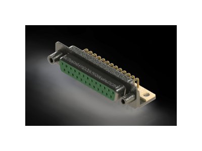 622M Series Right Angle D-Sub Connector with 25 Machined Socket Type Contacts and Green Color Insulator - Image 1