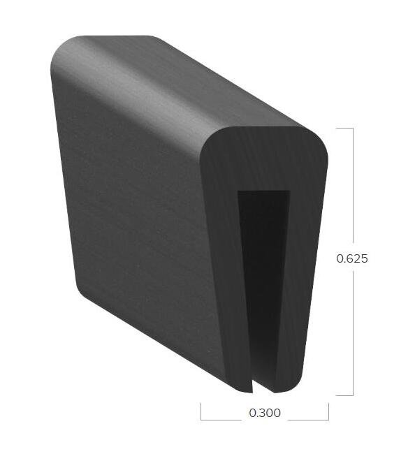 Uni-Grip 0.300" x 0.625" Rubber Edge Trim - Image 2