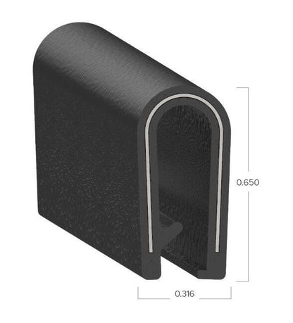 Uni-Grip PVC Edge Trim, 0.316x0.650 in, Black, Push On Mount - Image 2
