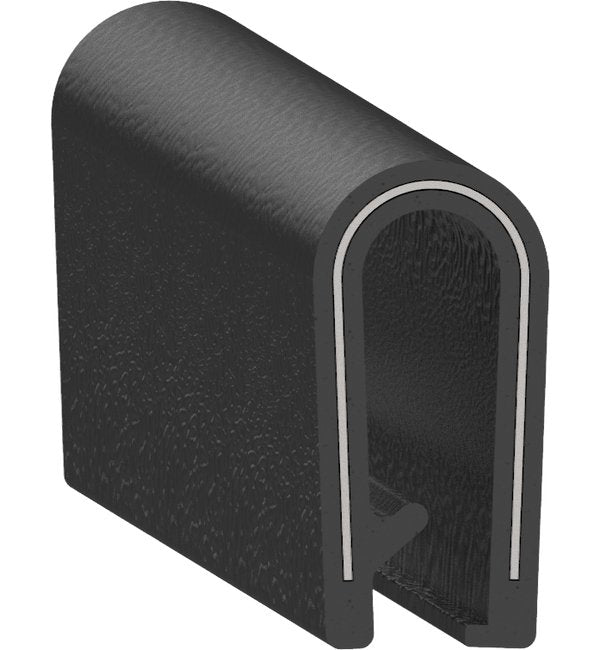 Uni-Grip PVC Edge Trim, 0.316x0.650 in, Black, Push On Mount - Image 1