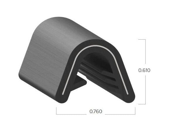 Uni-Grip 0.760" x 0.610" PVC Edge Trim with Steel Core - Image 2