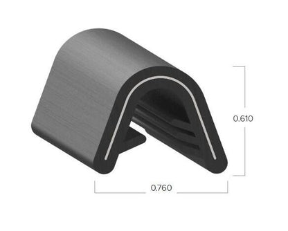 Uni-Grip 0.760" x 0.610" PVC Edge Trim with Steel Core - Image 2