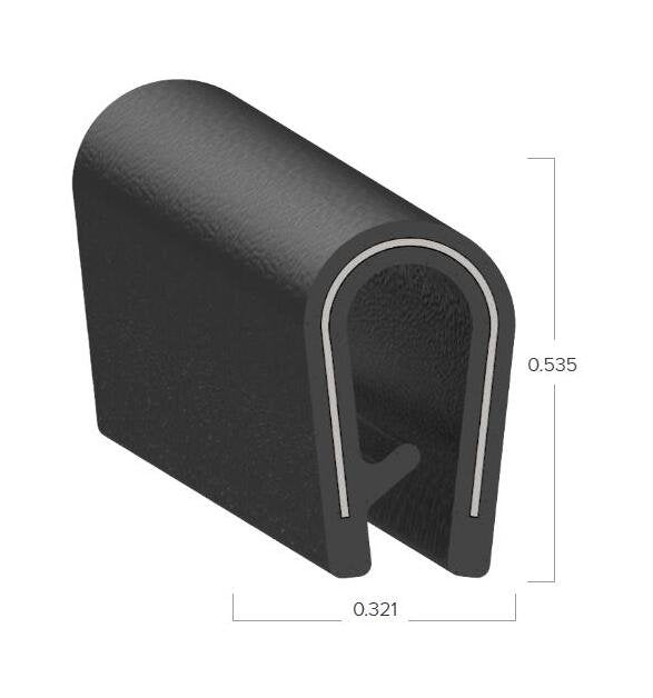 Uni-Grip PVC Edge Trim, 0.321"W x 0.535"H, Black Leather Grain Texture - Image 2