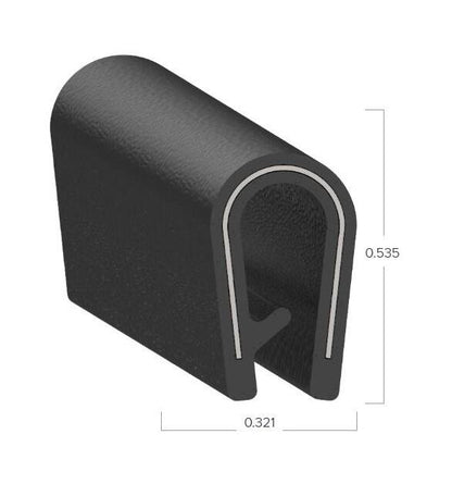 Uni-Grip PVC Edge Trim, 0.321"W x 0.535"H, Black Leather Grain Texture - Image 2
