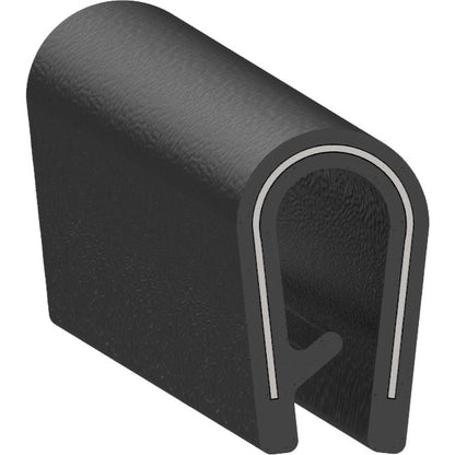 Uni-Grip PVC Edge Trim, 0.321"W x 0.535"H, Black Leather Grain Texture - Image 1