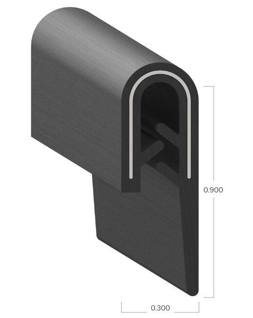 Uni-Grip PVC Edge Trim - 0.300"W x 0.900"H - Image 2