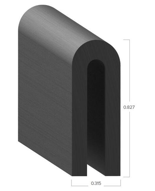 Uni-Grip 0.315" x 0.827" Rubber Edge Trim, Gray, Push-On Mount - Image 2