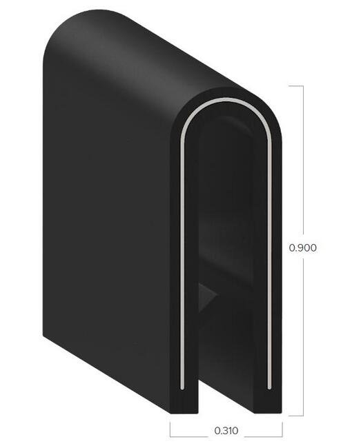 Uni-Grip 0.310'' x 0.900'' PVC Edge Trim with Steel Core - Image 2
