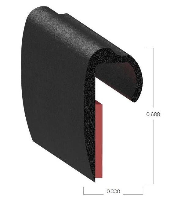Uni-Grip Rubber Edge Trim, 0.330" Width x 0.688" Height, Black - Image 2