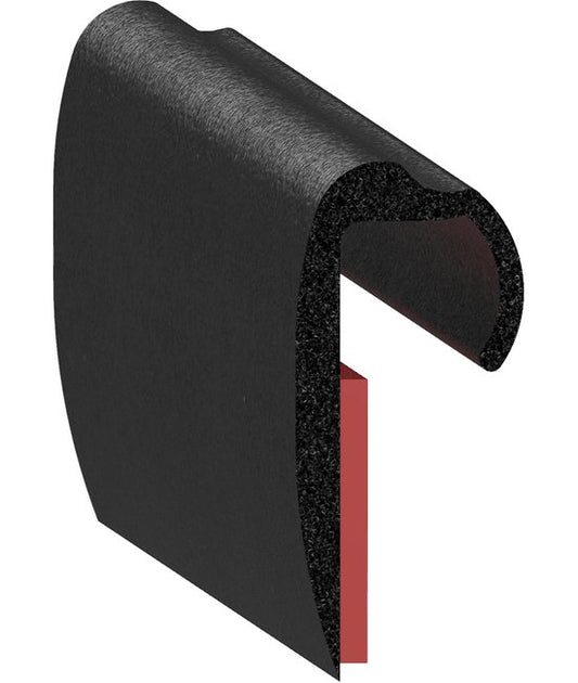 Uni-Grip Rubber Edge Trim, 0.330" Width x 0.688" Height, Black - Image 1
