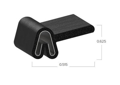 Uni-Grip 0.515" x 0.625" Rubber Edge Trim with SD-487 Spring Steel Core - Image 2