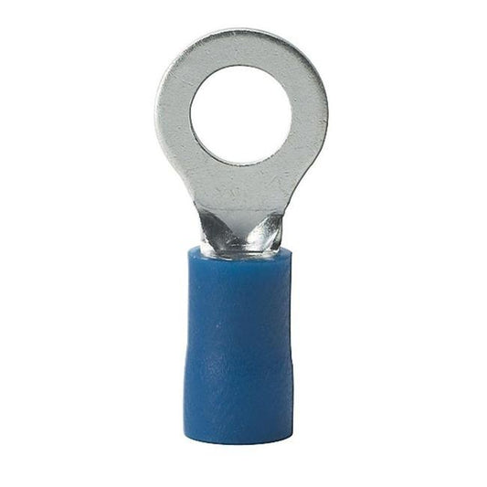 Blue Nylon Insulated Ring Terminal, 16-14 AWG, 5/16 Stud, Pack of 100 - Image 1
