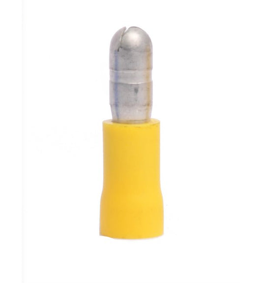 Yellow Male Bullet Connector 12-10 AWG, Butted Seam, Vinyl Insulation, Pack of 100 - Image 1